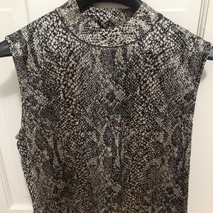 St. John Black and Tan snakeskin mock turtleneck shell